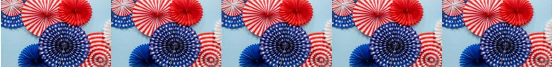 Red, white, and blue paper fans